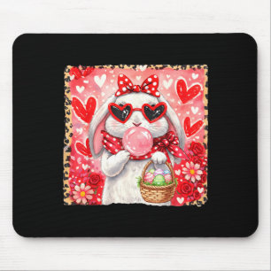 Funny leopard easter bunny glasses happy easter mouse pad