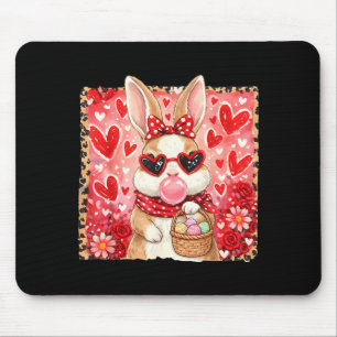 Funny leopard easter bunny glasses happy easter mouse pad
