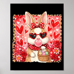 Funny leopard easter bunny glasses happy easter poster