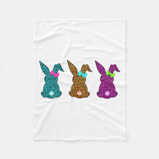 Funny Leopard Easter Bunny Rabbit Cute Easter Day  Fleece Blanket (Front)