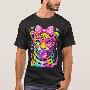 Funny Leopard Glasses Blowing Bubble Gum Back To T-Shirt