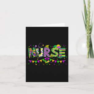 Funny Leopard Mardi Gras Nurse Nursing School Appa Card