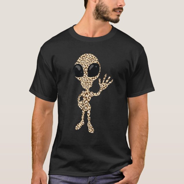 Funny Leopard Print Alien Gift Cute Martian Fan Bo T-Shirt (Front)
