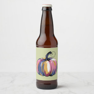 Funny Leopard Pumpkin Halloween Fall Beer Bottle Label
