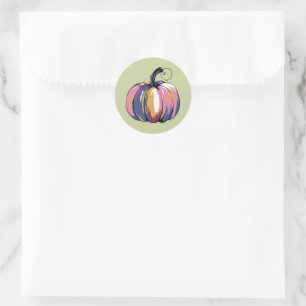 Funny Leopard Pumpkin Halloween Fall Classic Round Sticker