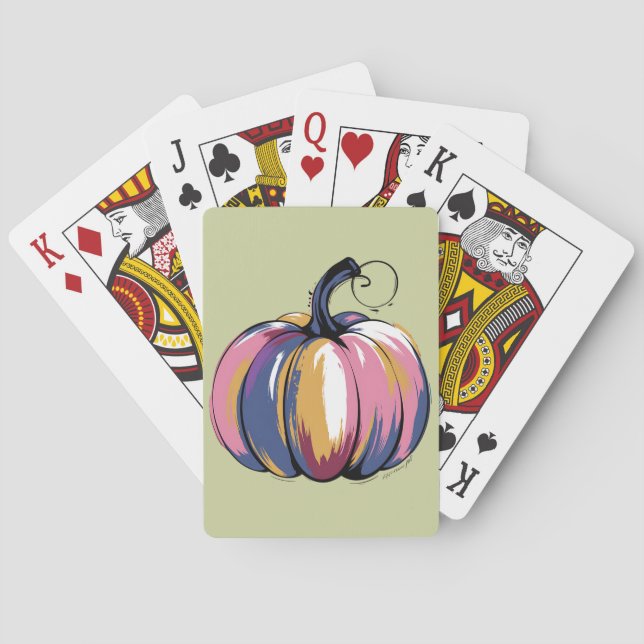 Funny Leopard Pumpkin Halloween Fall  Playing Cards (Back)