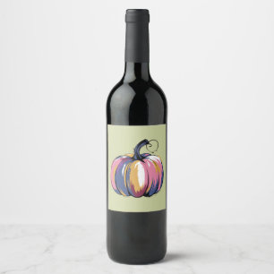 Funny Leopard Pumpkin Halloween Fall Wine Label