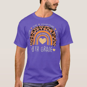 Funny Leopard Rainbow 8th Grade Where The Adventur T-Shirt