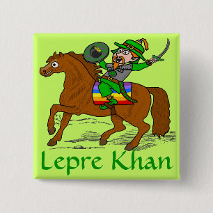 Funny Lepre Khan St Patrick's Day 15 Cm Square Badge