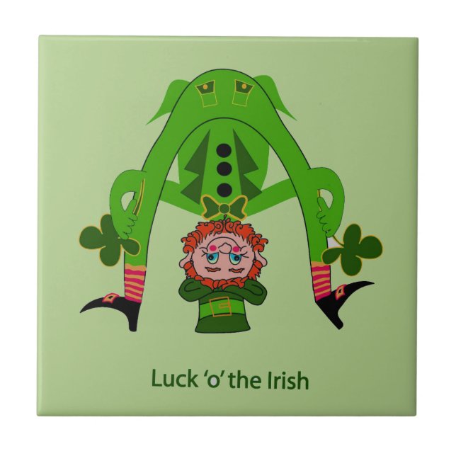 Funny Leprechaun Ceramic Tile (Front)