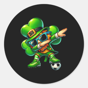 Funny Leprechaun Dabbing With Soccer Patricks Day Classic Round Sticker