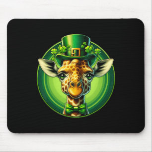 Funny Leprechaun Giraffe St Patricks Day Kids Men Mouse Pad
