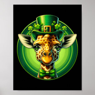 Funny Leprechaun Giraffe St Patricks Day Kids Men Poster