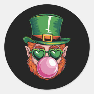 Funny Leprechaun Gles Bubblegum St Patricks Day Classic Round Sticker
