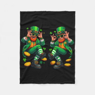 Funny Leprechaun Griddy Dance St Patrick's Day Pot Fleece Blanket