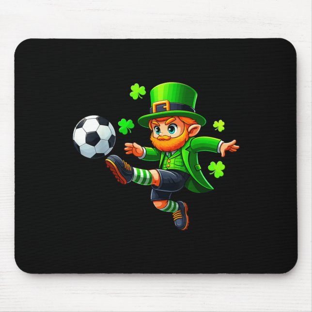 Funny Leprechaun Irish Soccer St Patricks Men Boy  Mouse Pad (Front)
