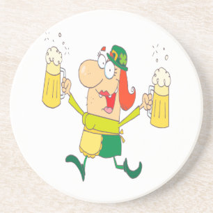 funny leprechaun lady serving beer coaster