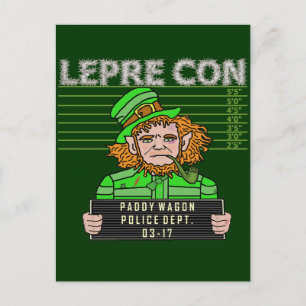 Funny Leprechaun Leprecon Mugshot Postcard