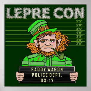Funny Leprechaun Leprecon Mugshot Poster
