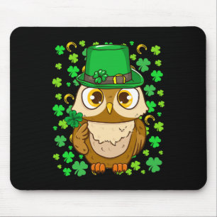 Funny Leprechaun Owl Shamrock St. Patrick's Day _1 Mouse Pad