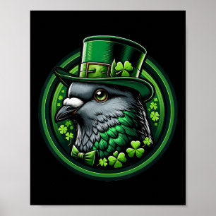 Funny Leprechaun Pigeon St Patricks Day Kids Men W Poster