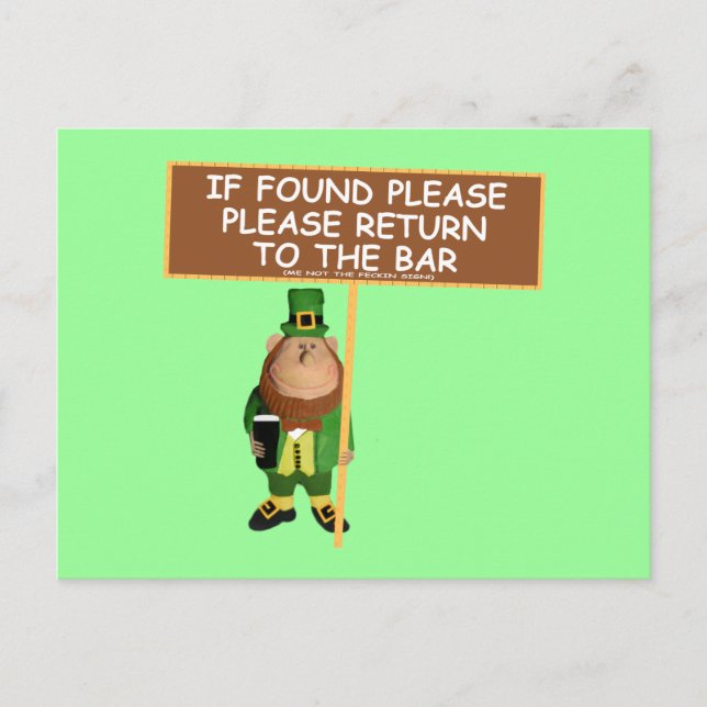 Funny leprechaun postcard (Front)
