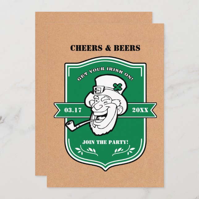 Funny Leprechaun St. Patrick's Day Party Invitation (Front/Back)