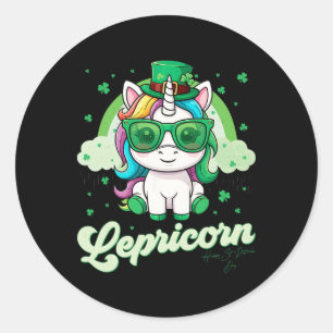 Funny Lepricorn Unicorn Happy St Patricks Day Wome Classic Round Sticker