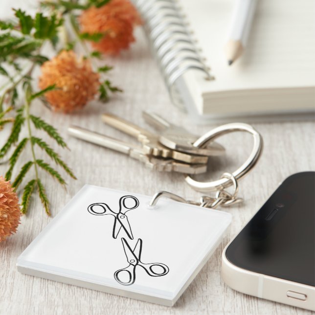Funny Lesbian Two Scissors Sapphic  Key Ring (Front Right)