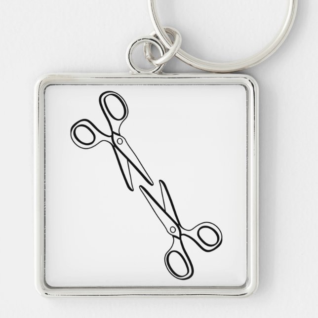 Funny Lesbian Two Scissors Sapphic  Key Ring (Front)