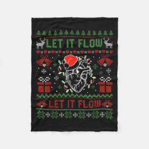 Funny Let It Flow Anatomy Heart Cardiac Nurse Grou Fleece Blanket