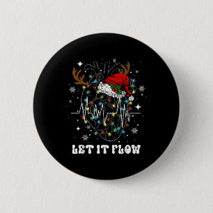 Funny Let It Flow Anatomy Heart Cardiac Nurse Sant 6 Cm Round Badge
