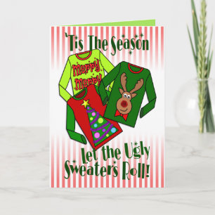 Funny "Let the Ugly Sweaters Roll" Holiday Card