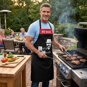 Funny Lets Cook BBQ Apron Mens Grill Master Gift