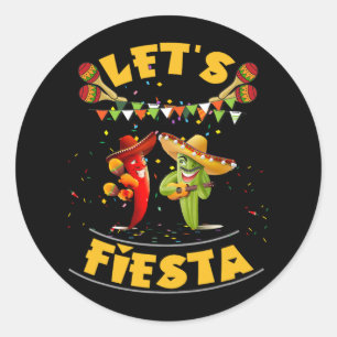 Funny Let's Fiesta Cinco De Mayo Men Women Kids Pa Classic Round Sticker