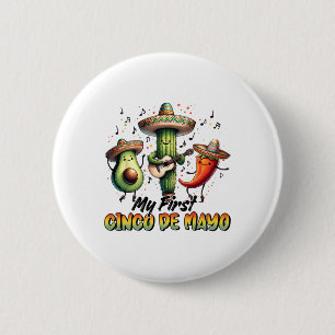 Funny Let's Fiesta Squad Family Matching Cinco De 6 Cm Round Badge