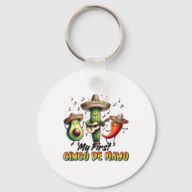 Funny Let's Fiesta Squad Family Matching Cinco De  Key Ring (Front)