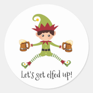 Funny Let's Get Elfed up Elf Christmas Classic Round Sticker