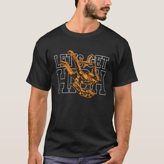 Funny Let's Get High Parachuting Skydiving Parachu T-Shirt (Front)