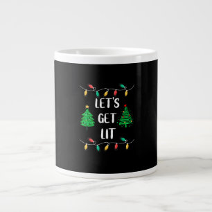 Funny Let's Get Lit Christmas Lights Holidays Large Coffee Mug