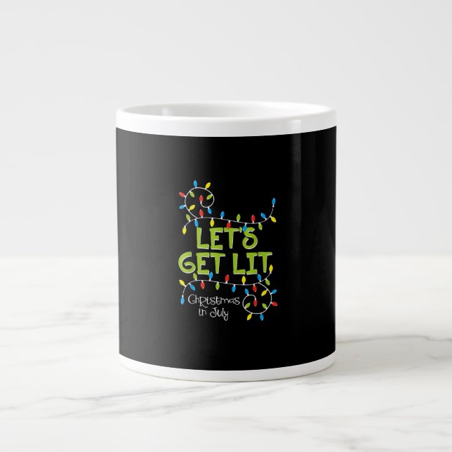 Funny Let's Get Lit Christmas Lights Large Coffee Mug (Front)