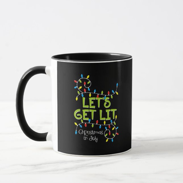 Funny Let's Get Lit Christmas Lights Mug (Left)