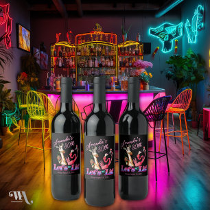 Funny Lets Get Lit Cocktail Birthday Adult  Wine Label