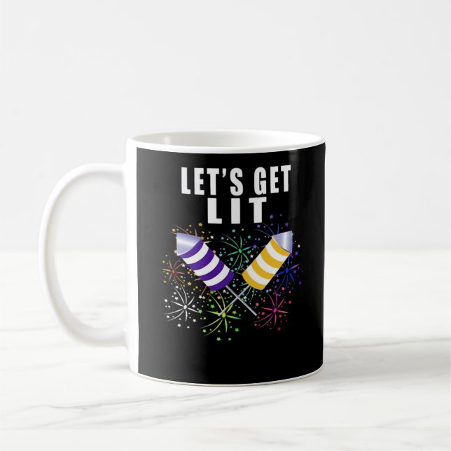 Funny Let's Get Lit - Independence Pun Classic Coffee Mug (Left)