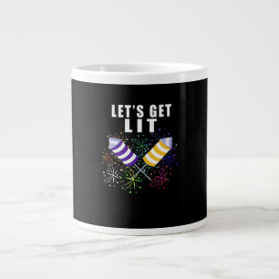 Funny Let's Get Lit - Independence Pun Classic Large Coffee Mug
