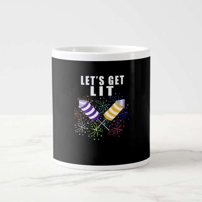 Funny Let's Get Lit - Independence Pun Classic Large Coffee Mug (Front)