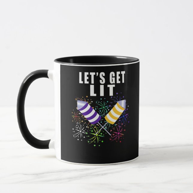 Funny Let's Get Lit - Independence Pun Classic Mug (Left)
