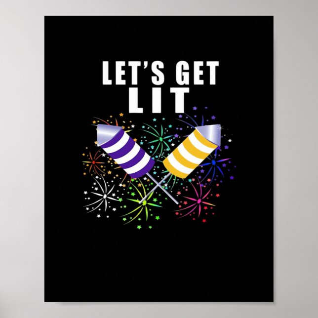 Funny Let's Get Lit - Independence Pun Classic Poster (Front)