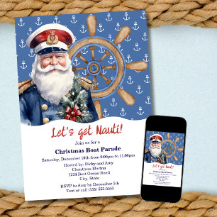Funny Let's Get Nauti Christmas Boat Parade Invitation