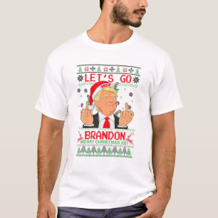 Funny Let's Go 2022 Brandon Trump Ugly Christmas 2 T-Shirt